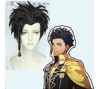 Gioco Fire Emblem: ThreeHouses Claude von Regan Parrucca Cosplay Fancy Battle Boys Cosplay Parrucca corta nera + Cappellino parrucca gratuito