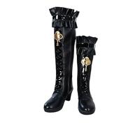 Gioco Furina Cosplay Costume Scarpe Stivali Nero Tacchi Alti Halloween Uniforme Puntelli, Nero , 40 EU