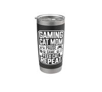 Gioco Gatto Mamma Pausa Gioco Feed Cat Repeat Bicchiere termico in acciaio inox doppia parete