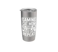 Gioco Gatto Mamma Pausa Gioco Feed Cat Repeat Bicchiere termico in acciaio inox doppia parete