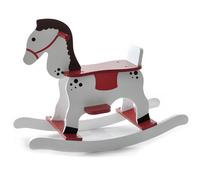 Gioco giocattolo bimba bimbo cavalluccio a dondolo in legno bianco cavalcabile