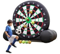Gioco Gonfiabile Bersaglio da tavolo per freccette, calcio da esterno, ventilatore e 8 palloni da calcio grandi per giochi da prato in famiglia, calcio e freccette