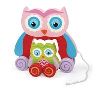 GIOCO GUFETTO LEGNO TRAINABILE GUFO GIOCATTOLO PER BAMBINI DA TIRARE 18CM ROSA