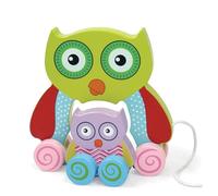 GIOCO GUFETTO LEGNO TRAINABILE GUFO GIOCATTOLO PER BAMBINI DA TIRARE 18CM VERDE