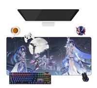 Gioco Honkai Impact - Tappetino per mouse per gamer XL, uso ufficio, studio e casa, base antiscivolo + superficie morbida (5, 35,4" × 15,7" × 0,12")
