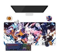 Gioco Honkai Impact - Tappetino per mouse per gamer XL, uso ufficio, studio e casa, base antiscivolo + superficie morbida (11, 35,4" × 15,7" × 0,12")