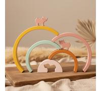 Gioco impilabile arcobaleno in legno – Gattina | Trixie
