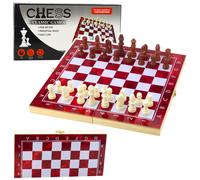 Gioco in legno 3 in 1 Scacchi Dama Tric-Trac Tavola Pieghevole 30x30cm