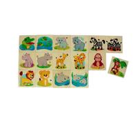 Gioco IN Legno Gioco Memo Animali Della Giungla Bxlxh 50x3x50mm Nuovo Di