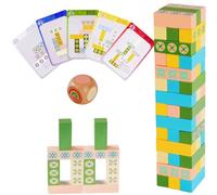 Gioco in Legno Tumble Tower per Bambini e Adulti - Gioco da Tavolo Divertente e Veloce per una Serata in Famiglia, Sfida di Abbinamento con Blocchi da Costruzione per Giochi da Festa o in Classe