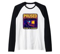 Gioco in pausa in corso Divertente Gamer Level Up Console VR Maglia con Maniche Raglan