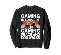 Gioco introverso Amante dei Cani Gaming Pace e Passeggiate con Il Cane Felpa