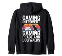 Gioco introverso Amante dei Cani Gaming Pace e Passeggiate con Il Cane Felpa con Cappuccio