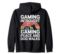Gioco introverso Amante dei Cani Gaming Pace e Passeggiate con Il Cane Felpa con Cappuccio