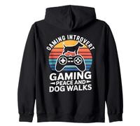 Gioco introverso Amante dei Cani Gaming Pace e Passeggiate con Il Cane Felpa con Cappuccio