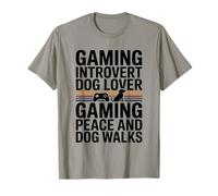 Gioco introverso Amante dei Cani Gaming Pace e Passeggiate con Il Cane Maglietta