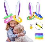 Gioco Lancio dell'Anello Gonfiabile Pasqua Orecchie Coniglio Gonfiabili, Gioco Lancio dell'Anello per Bambini all'Aperto, Giochi per Festa di Pasqua in Famiglia, Regali di Pasqua