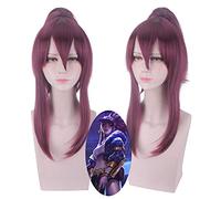 Gioco LOL Akali Parrucche KDA the Rogue Assassin Akali Parrucca Cosplay Misto Viola Coda di cavallo Capelli Resistente al calore Parrucca Costume di Halloween