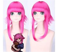 Gioco LOL Annie Personaggio Parrucche Cosplay 45 cm Rosa rossa resistente al calore Capelli sintetici Perucas Costume Gioco di ruolo Parrucca + Cappellino parrucca