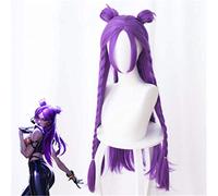 Gioco LoL K/DA Kaisa Parrucche Cosplay Parrucca KDA lunga viola con panini Capelli sintetici termoresistenti Parrucca da festa in costume di Halloween