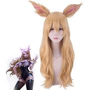 Gioco Lol Personaggio Kda K / Da Ahri Parrucca Cosplay Dorato Lungo Capelli Sintetici Perucas Cosplay Volpe Anime Costume Parrucche Pl-021