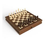 Gioco magnetico a scacchi e da donna, in legno di noce, con cassetto, set di giochi da tavolo 2 in 1, grandi figure in legno, scacchiera da viaggio pieghevole, per ragazzi dai 14 anni in su, adulti