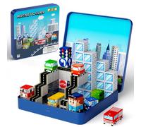 Gioco Magnetico Bambini Viaggio Macchinine Città: 49 Pezzi Scatola Metallo | Scatola in metallo come base di gioco, 45 min di silenzio in auto e treno, gioco magnetico compatto 360g leggero dai 3 anni