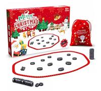 Gioco magnetico con cordino, gioco di scacchi magnetico natalizio, rosso | Emozionanti battaglie magnetiche, migliora il pensiero strategico, borsa in peluche da viaggio, bambini e famiglia,