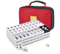 Gioco Mahjong grande - Set Mahjong cinese 3x2,25 cm con 146 pezzi, Pietre Majong facili da leggere, Set completi di giochi Majong, Robusta custodia da viaggio (Imballaggio in sacchetto di tessuto)