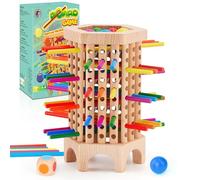 Gioco Montessori 3 4 5 6 Anni, Gioco di Società per Bambini con 36 Bastoncini Colorati e Dadi, Giochi in Legno per Ragazzi Ragazze 3+, Giocattoli Educativo di Famiglia Giochi da Viaggio