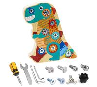 Gioco Montessori Dinosauro in Legno, 8 Viti e 4 Attrezzi, 3-5 Anni | Teste diverse da abbinare all’utensile giusto, per coordinazione occhio-mano e motricità fine