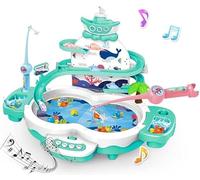 Gioco Musicale di Pesca con 2 Canne da Pesca e 10 Pesci e 3 Delfini, Musica Educativi Gioco Pesca Pesci con Pista, Gioco Interattivo per Bambini 2 3 4 Anni Regalo Bambina Bambino