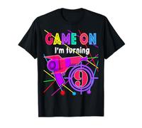 Gioco On I'm Turning 9 anni Laser Tag Ragazza Compleanno Maglietta