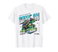 Gioco On Stay Strong Turtle Gamer Level Up Maglietta