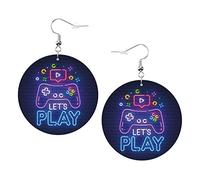 Gioco Orecchini con luce al neon Gocce fluenti Orecchini in pelle a forma rotonda Leggeri pendenti Gioielli da donna per ragazze, perfetti da indossare tutti i giorni