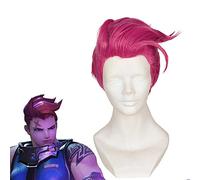 Gioco OW Zarya 30cm Short Rose Pink Resistente al calore Capelli sintetici Accessori Cosplay Prop + Cappellino parrucca gratuito