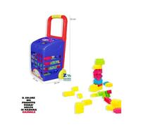 GIOCO PER BAMBINI SET CARRELLO SPESA CON COSTRUZIONI PLASTICA COLARATI +3 ANNI