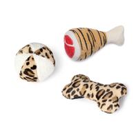Gioco per cani Karlie Cosciotto tigrato - Set da 3 pz (Palla, Osso, Prosciutto)
