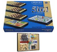 GIOCO PER FAMIGLIA DA TAVOLO 5 IN 1 SCACCHI DAMA BACKGAMMON SNAKE CHECKER