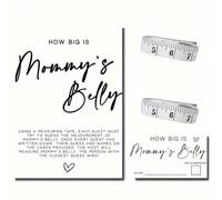 Gioco per festa di nascità neutrale per genere "Quanto è grande la pancia di mamma?", include 20/50 carte per indovinare, 1 cartello con istruzioni e 2 nastri per misurare, decorazioni per festa di ri