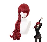 Gioco Persona 5 Yoshizawa Kasumi Parrucca rosso scuro Costume Cosplay Capelli sintetici resistenti al calore con coda di cavallo rimovibile con chip