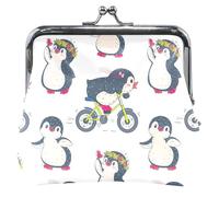 Gioco Personalizzato Pinguini Bianco Cuoio Moneta Pochette Donne Ragazza Animale Bacio Blocco Carta Cambio Titolare per Monete, Giochi Pinguini Bianco, Classico, Giocare Pinguini Bianco, Gioca