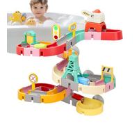 Gioco Pista Acqua Doccia - Giocattolo Vasca Bambini Scivolo Palle | Giocattoli Interattivi Bambino Bagno - Puzzle Assemblaggio Tema Dinosauro Città per Piccoli Bagno Regalo Casa