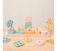 Gioco Plug in Legno Montessori da 1 2 3 Anni - Incastro per Bambini Macaron - Giocattoli Impilabili e Abbinabili - Baby Geometric Building Block Toy