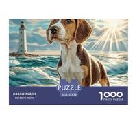 Gioco Puzzle 1000 Pezzi - Beagle al Faro, Difficile, Gioco Educativo, Decorazione Parete per Adulti, 52x38cm