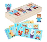 Gioco puzzle ad incastro in legno - Gioco di abbinamento per imparare le abilità motorie, puzzle di abbigliamento per la famiglia degli, robusto giocattolo in legno | Apprendimento giocoso p