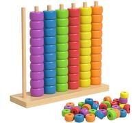 Gioco Puzzle impilabile con Abbinamento Colori, Aggiornamento Veloce Gioco Sfida Stack di Colori in Legno Arcobaleno, Educazione sensoriale con Riconoscimento del Colore Large-Size Bead Matching Game