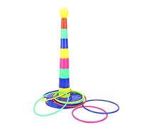 Gioco Ring Toss, Anello colorato per bambini, Set di giochi con 1 pilastro e 8 anelli, Divertimento all'esterno, Ideale per famiglie, bambini e giochi di gruppo