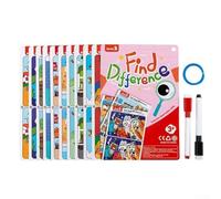 Gioco riutilizzabile Find Differences per bambini - Cartoline cancellabili per l'apprendimento precoce set da 10 pezzi per allenamento di concentrazione e sviluppo del pensiero logico, attività