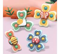 Gioco Seggiolone Ventosa, 4 Pezzi Giochi Neonata Senza BPA Giochi Bambini 3 Mesi Giochi Bagnetto Spinner Neonato Ventosa, Regali per Neonati per Allattamento Bagnetto Viaggio Baby Shower Compleanno